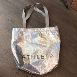 Silver metallic Athleta bag